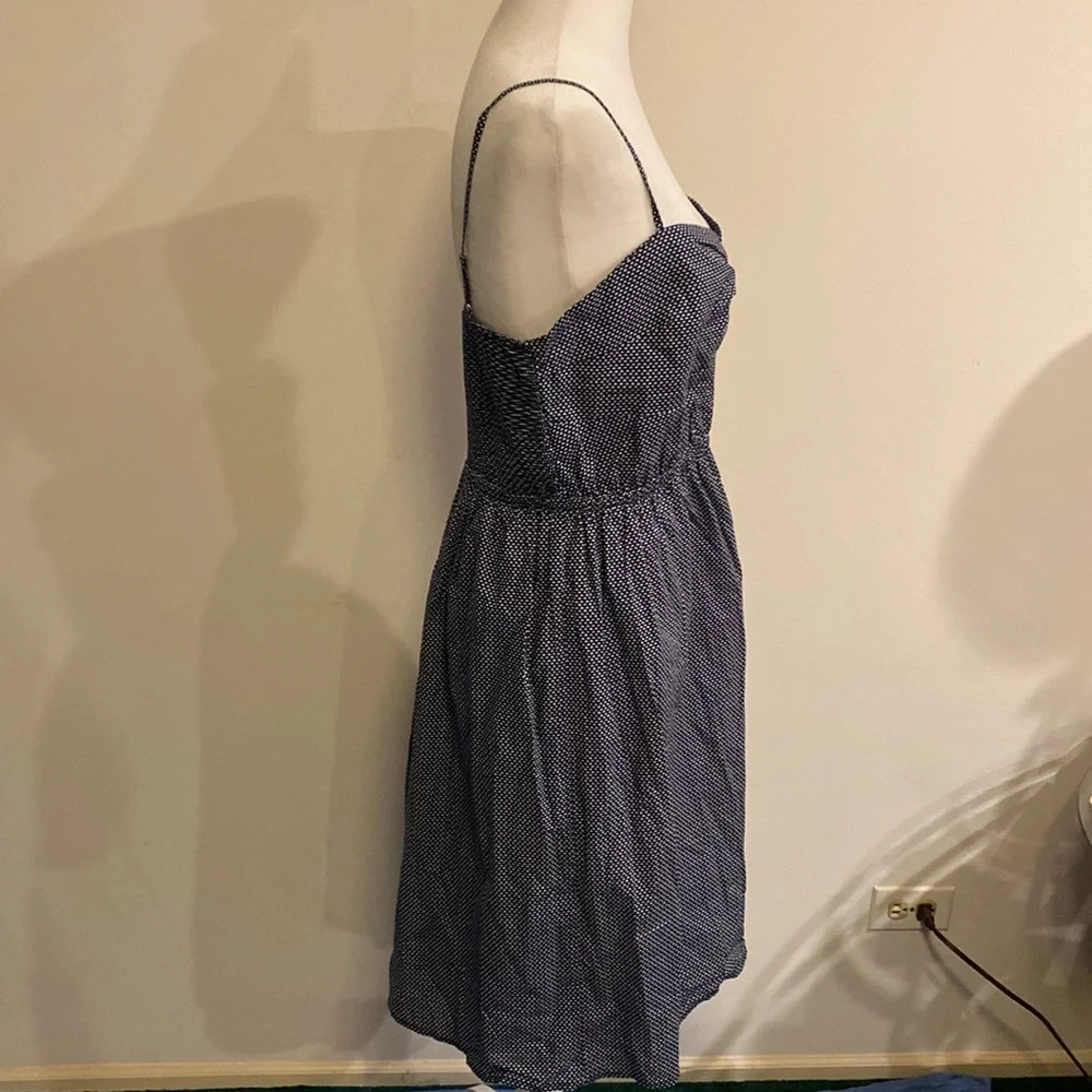 J Crew blue and white spaghetti strips summer dress with lining size 16.
